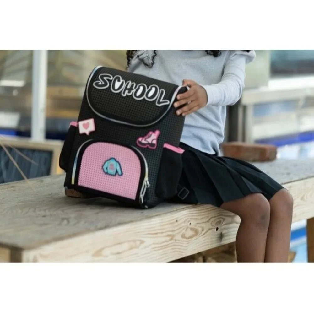 LIGHT + NINE Student Backpack, Rainbow Pink Daypack Carry-On Travel Luggage